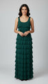 Long Ruffle Maxi Solid color Dress Sleeveless -D211